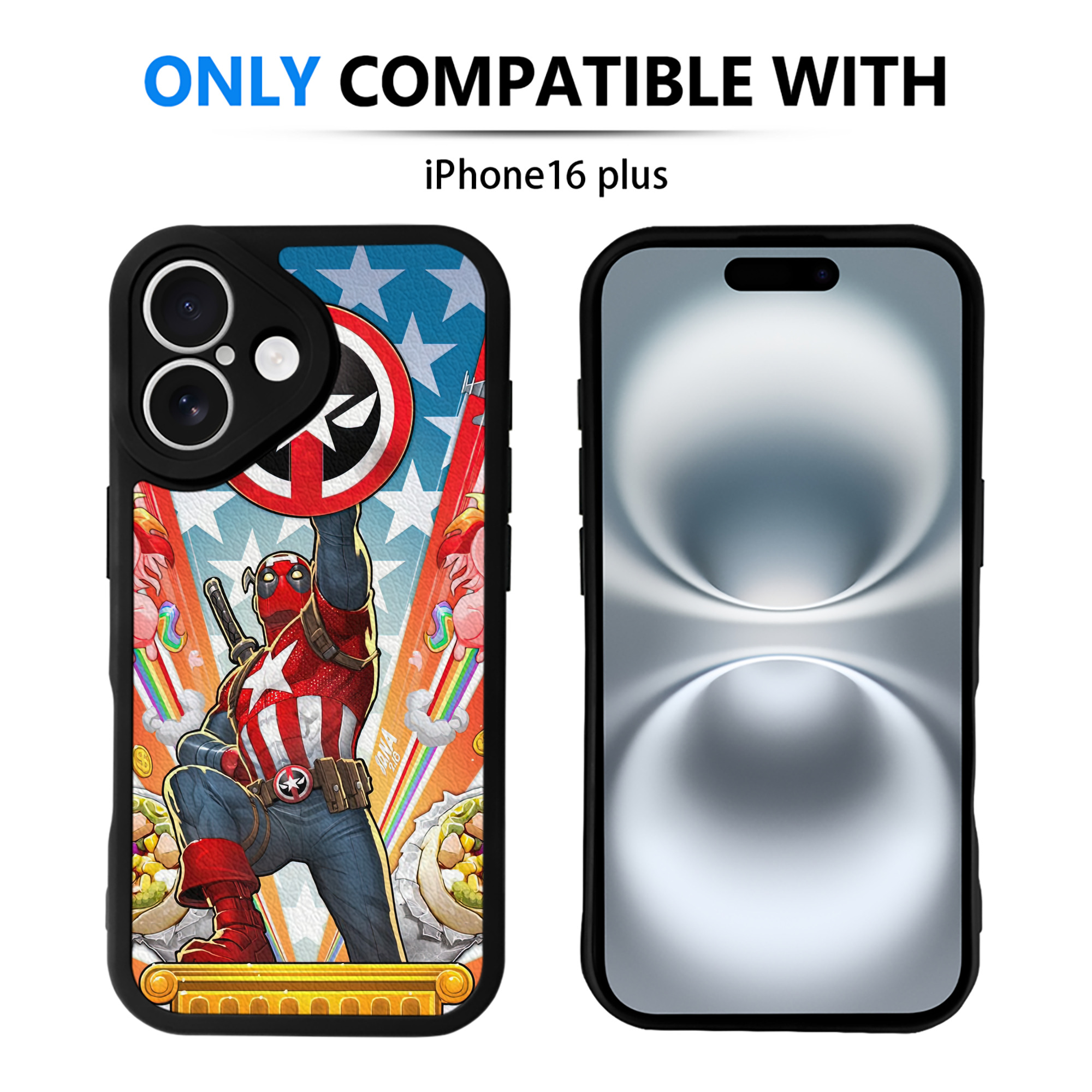 （画像用） Deadpool デッドプール 【iPhone 16シリーズ対応】シリコンスマホケース（レザー調） 材質：シリコン